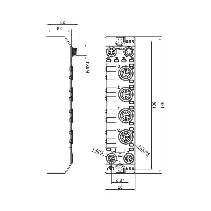 PROFINET protocol, M12 interface, 8DI, PNP, Compact, Remote module, 001CA1