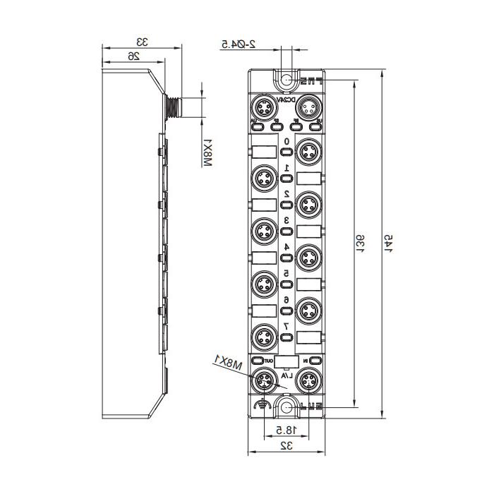 PROFINET module, M8 interface, 8DI/DO adaptive configuration, NPN, compact, remote module, 001EA3